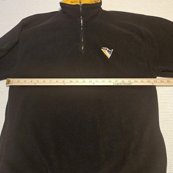 NHL PITTSBURGH PENGUINS Men's XL Black Gold 1/4-Zip Fleece-Lined Knit Pullover - Picture 6 of 8